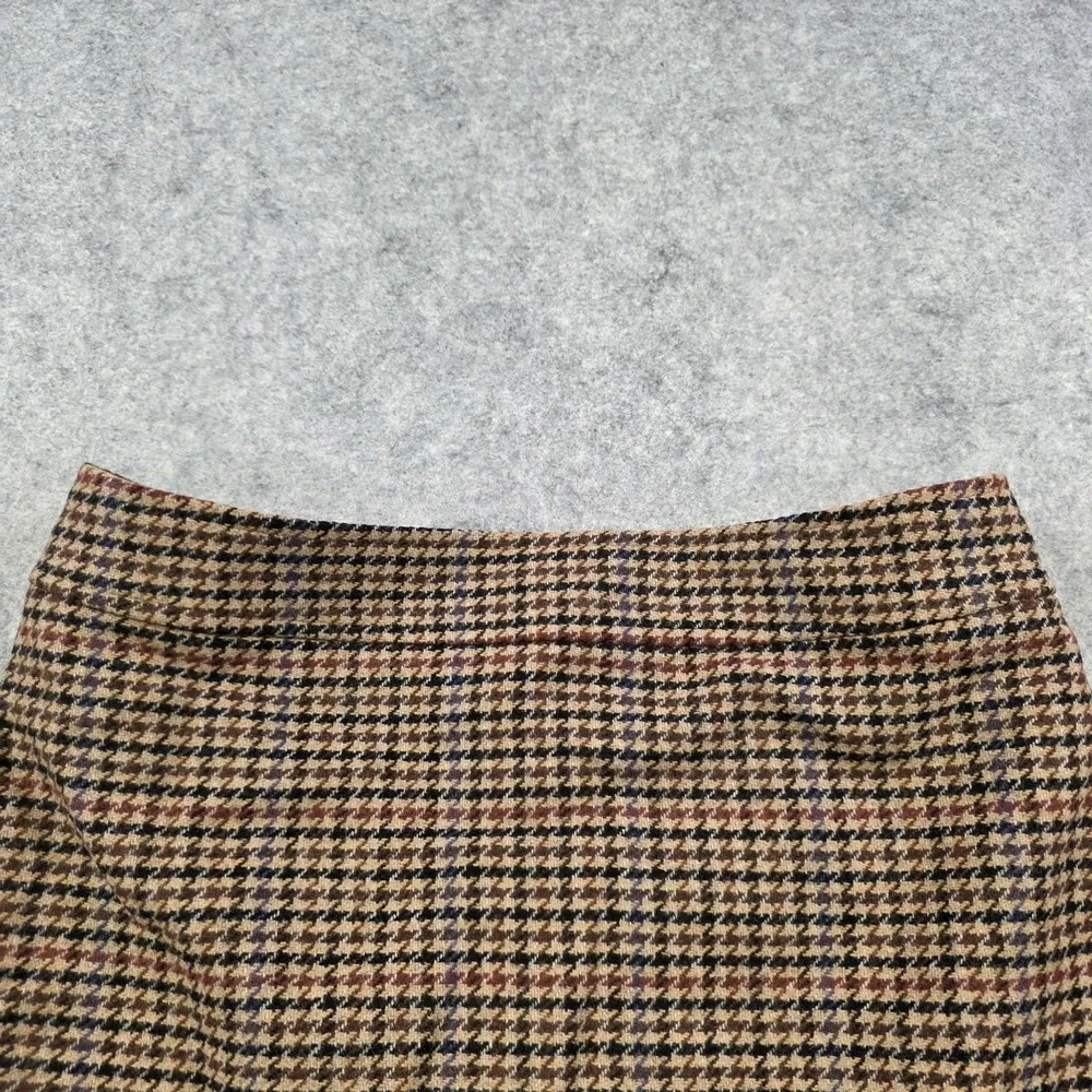 J.Crew Skirt Womens 10 Brown Wool‎ Tweed Houndstooth Pencil Lined Fall NWT